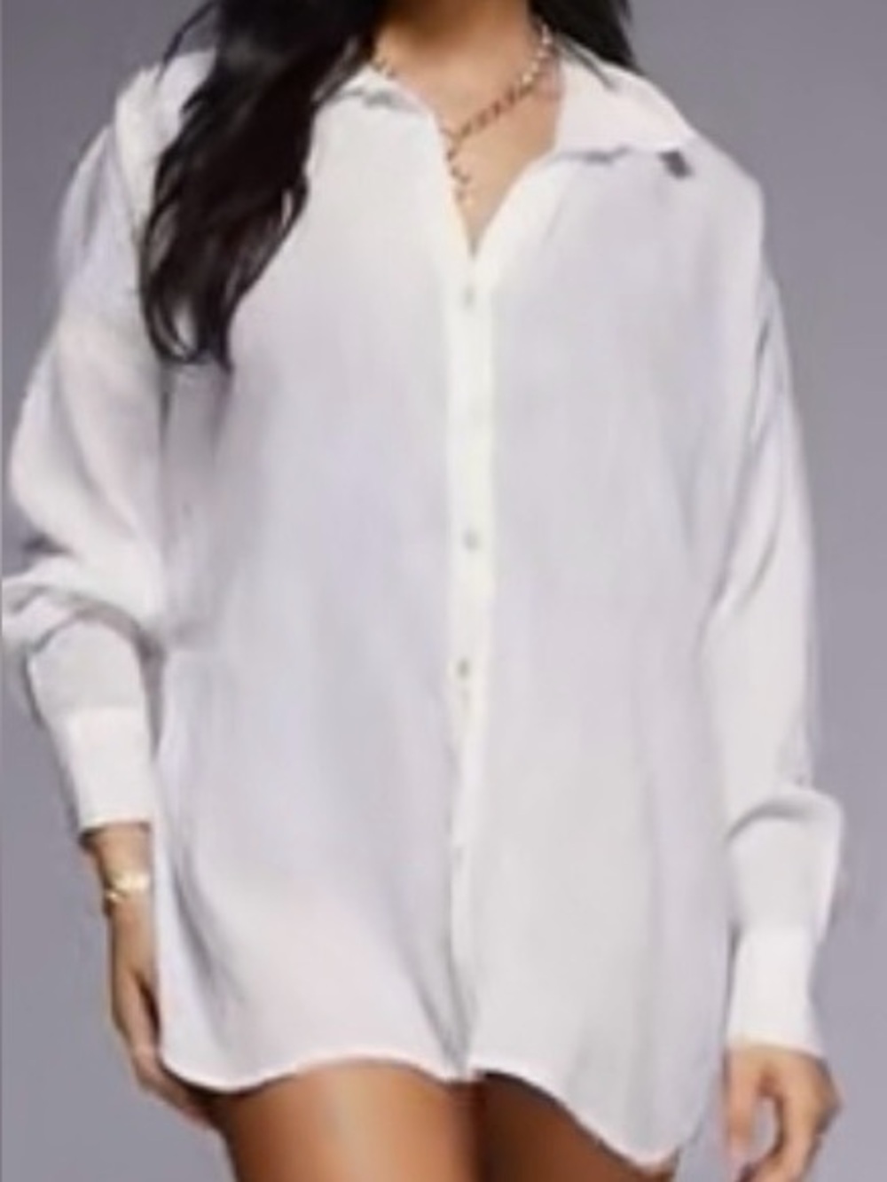 10 ASOS White Cabot Beach Sheer Cotton Crinkle Oversized Button-Down Cover-up